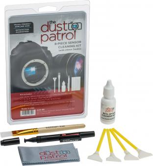 The Dust Patrol Kit w. 4x Alpha Swabs 24mm + Beta Fluid + Micro Fiber Cloth + LensPen + D-SLR-BRUSH 